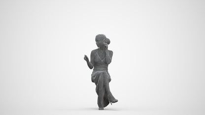 3D human model woman formal formalaffairs, photogrammetry scanned person for archviz, three-quarter front view render