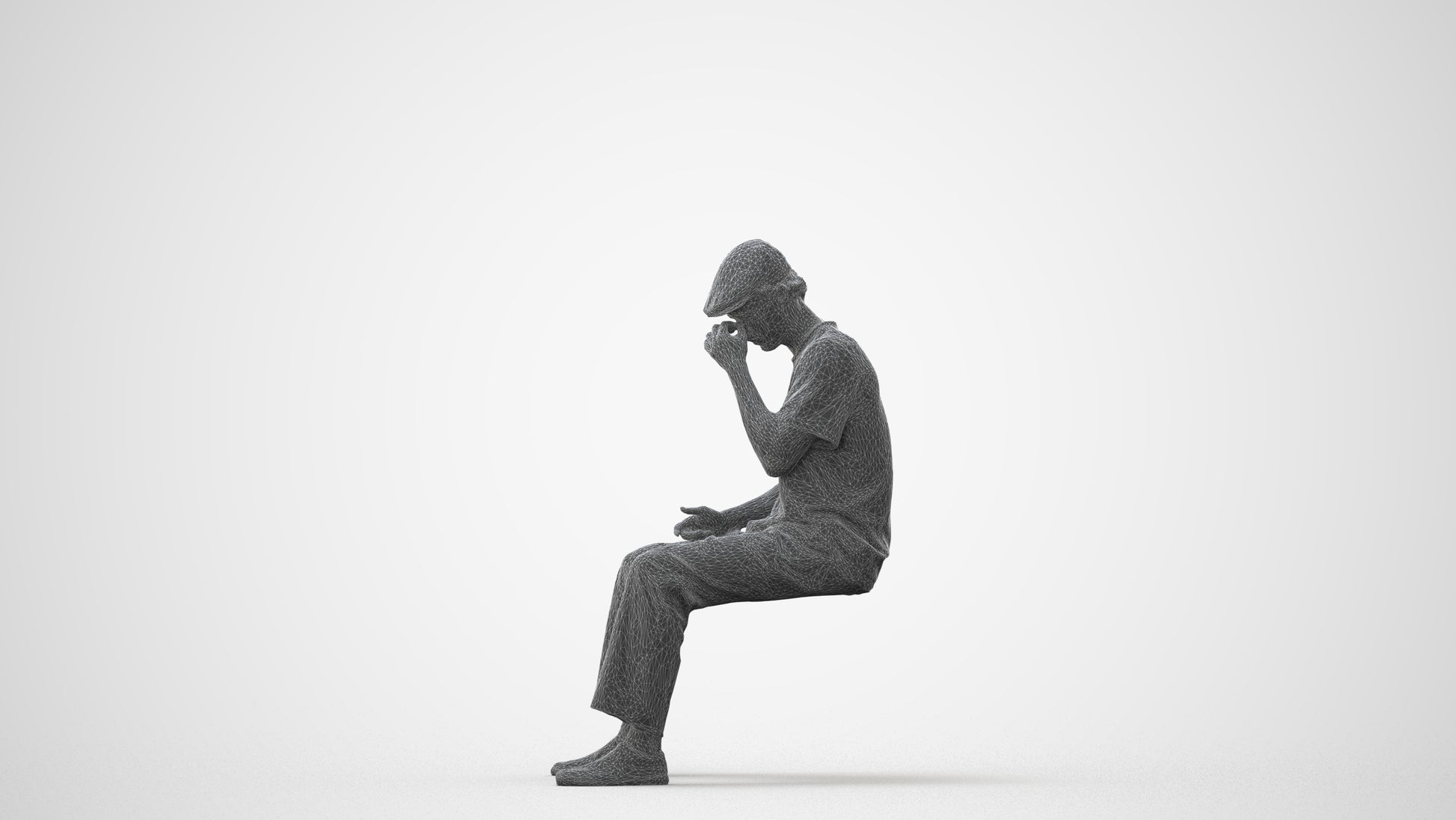 3D people model man casual sitting, scanned human for 3ds Max rendering, square thumbnail