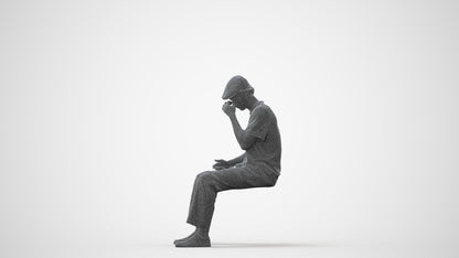 3D people model man casual sitting, scanned human for 3ds Max rendering, square thumbnail