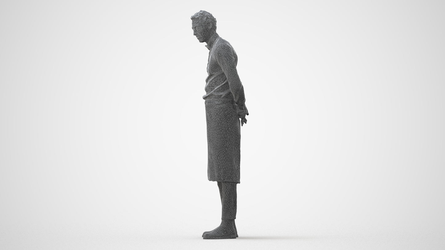 3D human model man hospitality, photogrammetry scanned person for archviz, square thumbnail