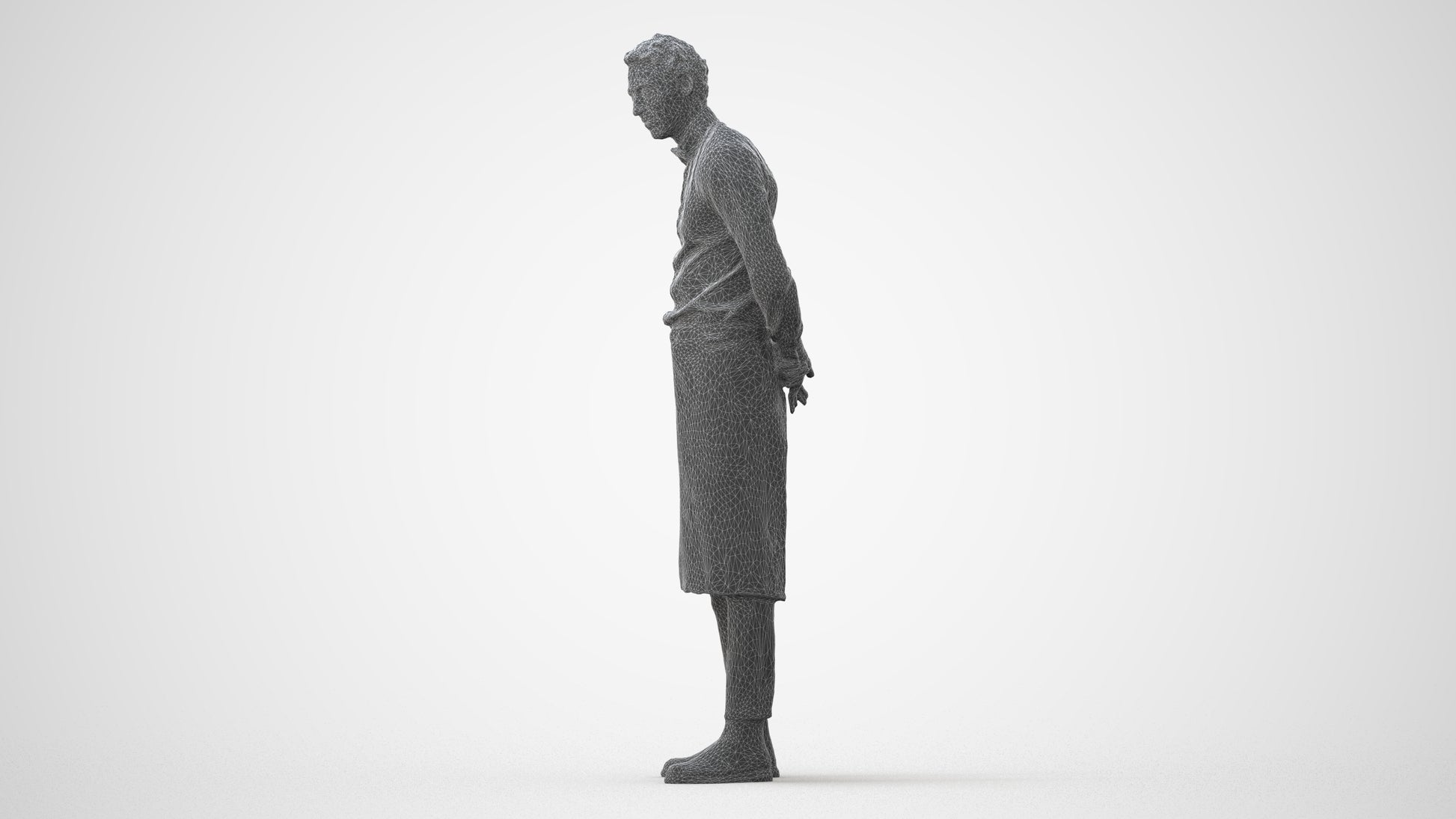3D human model man hospitality, photogrammetry scanned person for archviz, square thumbnail