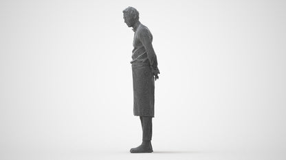 3D human model man hospitality, photogrammetry scanned person for archviz, square thumbnail