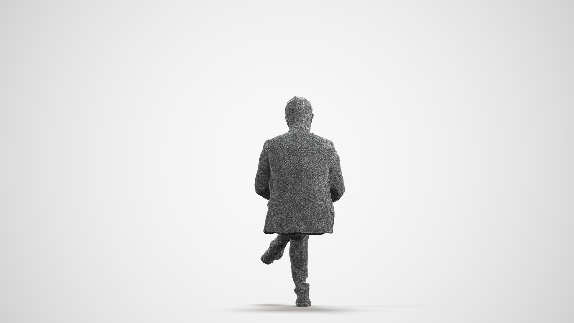 scanned 3D man business, photogrammetry people for Enscape and V-Ray, wireframe front view