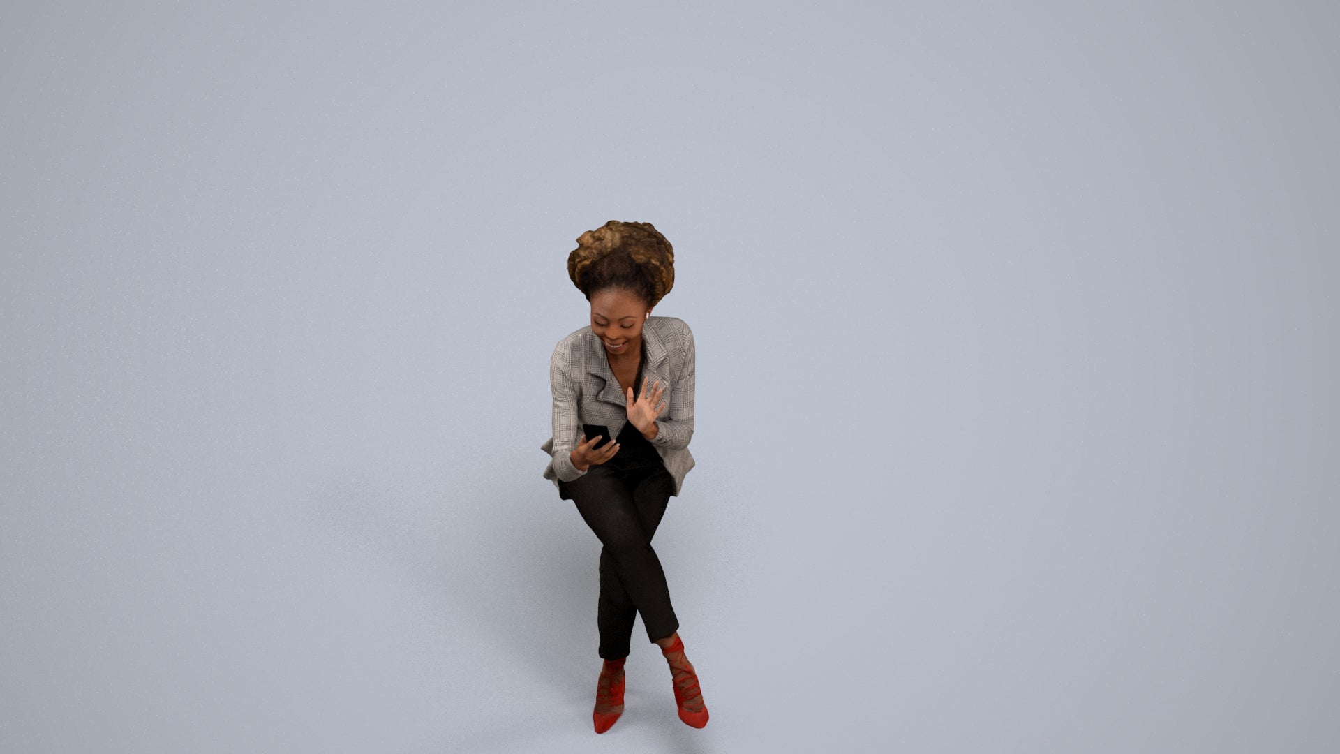 3D people model woman business, scanned human for 3ds Max rendering, back view render