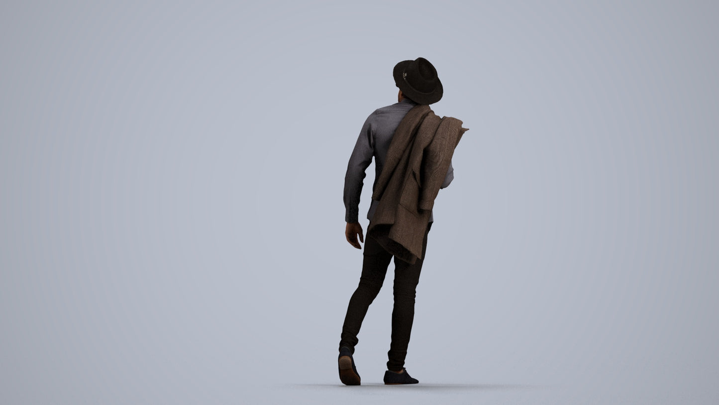 realistic 3D people man casual standing, render-ready for V-Ray and Corona, FBX OBJ, front view render