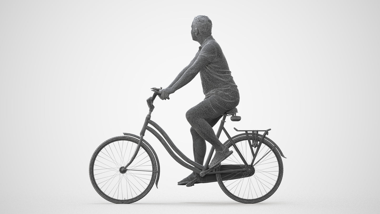 scanned 3D man casual cycling, photogrammetry people for Enscape and V-Ray, square thumbnail