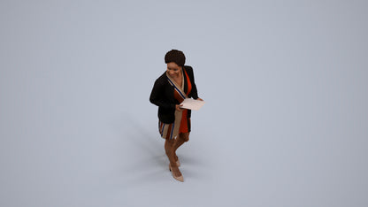 realistic 3D people woman business standing, render-ready for V-Ray and Corona, FBX OBJ, back view render