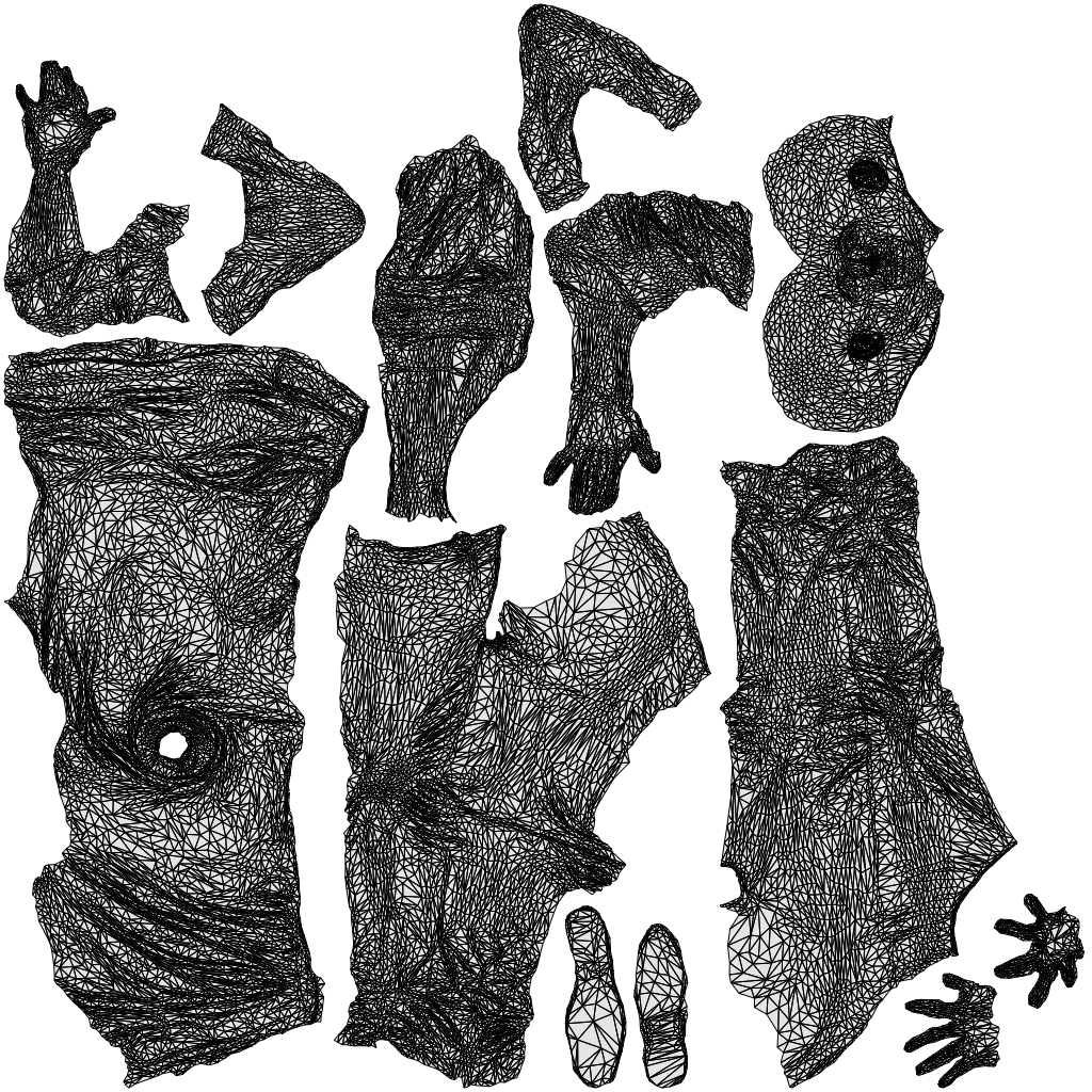 3D human model man casual sitting, photogrammetry scanned person for archviz, wireframe top-down view