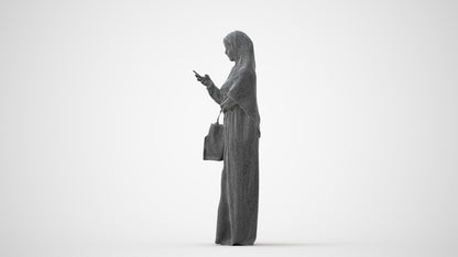 3D human model woman standing, photogrammetry scanned person for archviz, square thumbnail