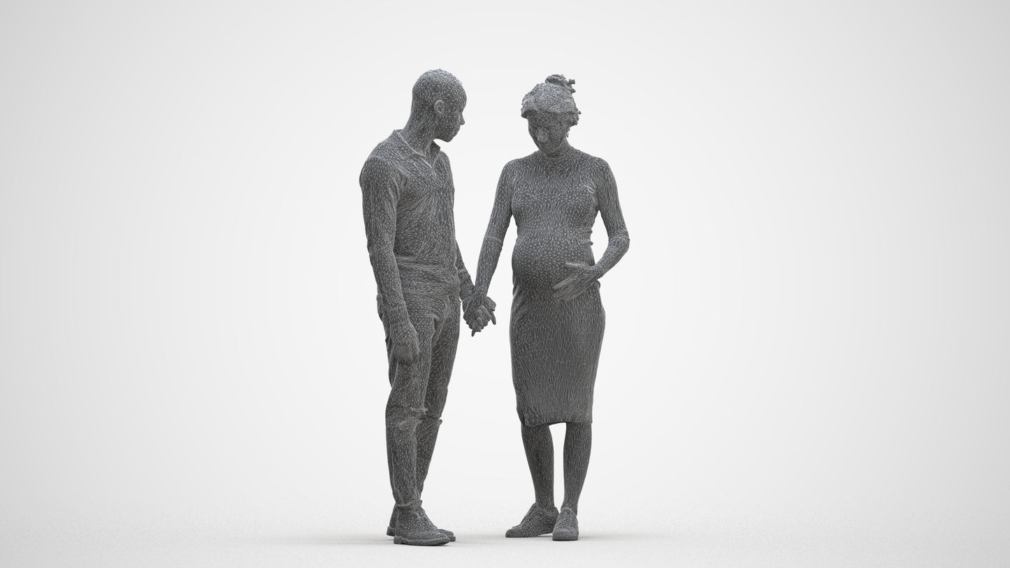 scanned 3D woman casual couple, photogrammetry people for Enscape and V-Ray, three-quarter front view render