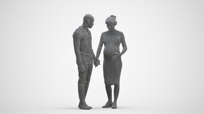scanned 3D woman casual couple, photogrammetry people for Enscape and V-Ray, three-quarter front view render