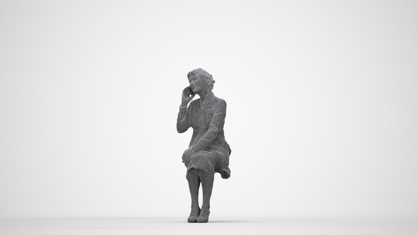 realistic 3D human senior woman business, archviz people FBX OBJ for Blender, wireframe back view