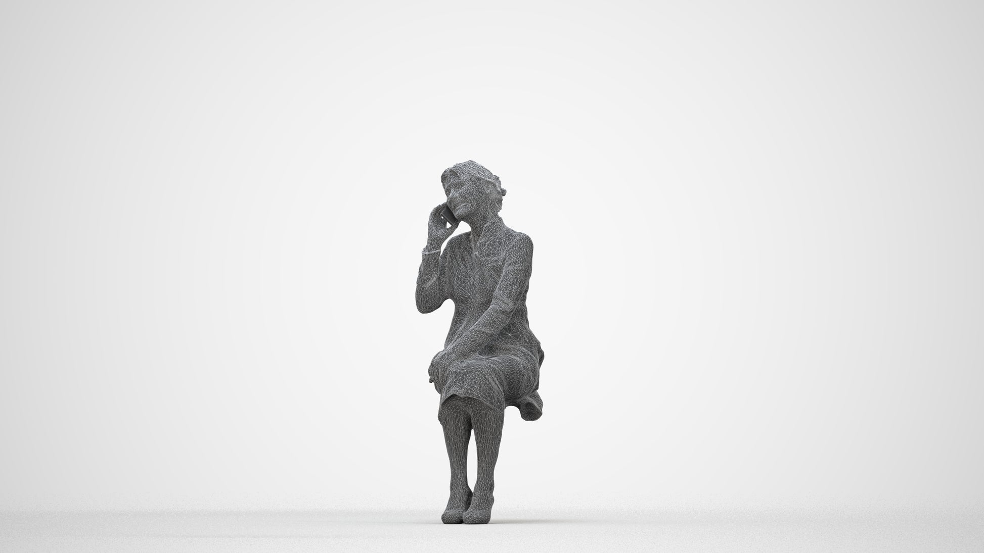 realistic 3D human senior woman business, archviz people FBX OBJ for Blender, wireframe back view