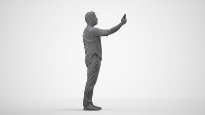 scanned 3D man casual standing, photogrammetry people for Enscape and V-Ray, wireframe side view
