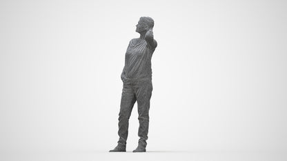3D people model woman casual standing, scanned human for 3ds Max rendering, wireframe back view