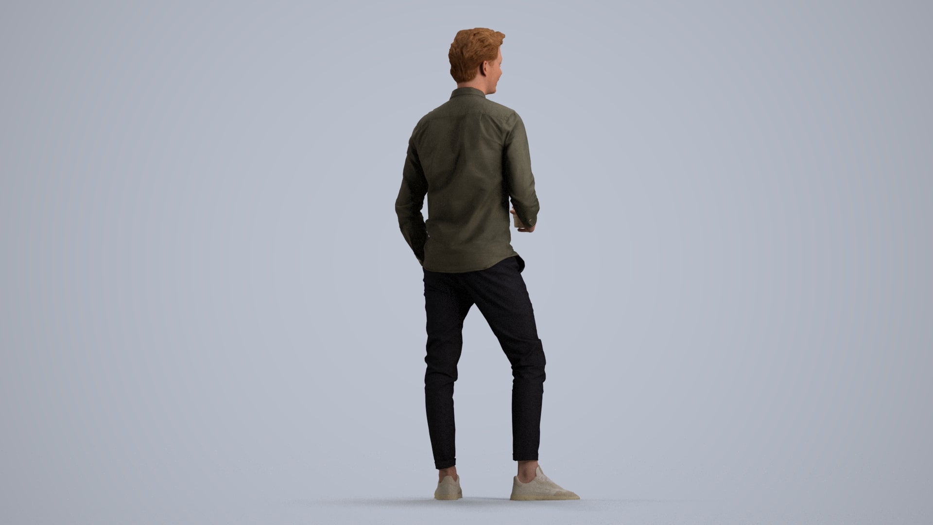 realistic 3D people man casual standing, render-ready for V-Ray and Corona, FBX OBJ, front view render