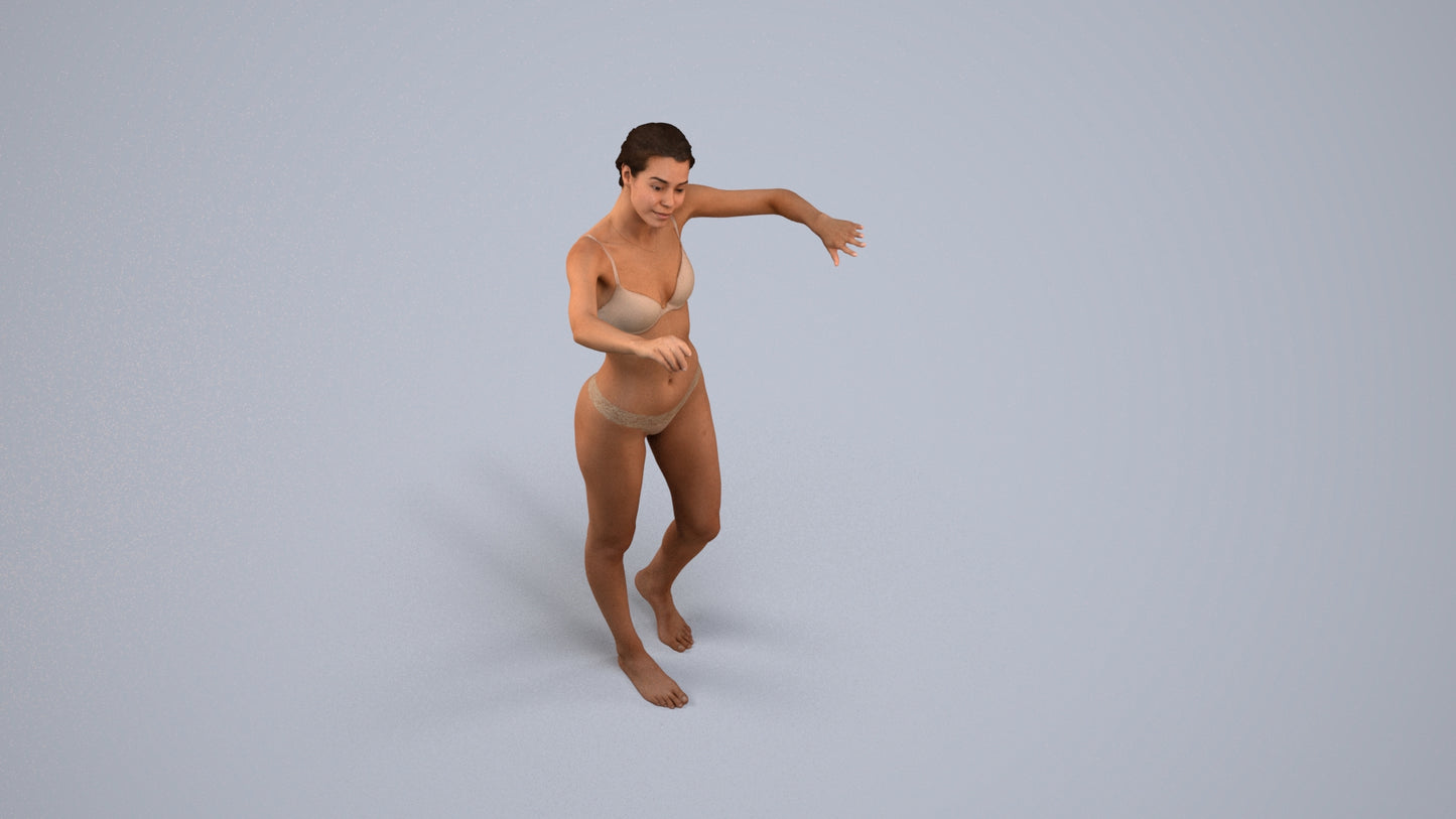 photogrammetry 3D woman bathroom, realistic human model archviz FBX, back view render