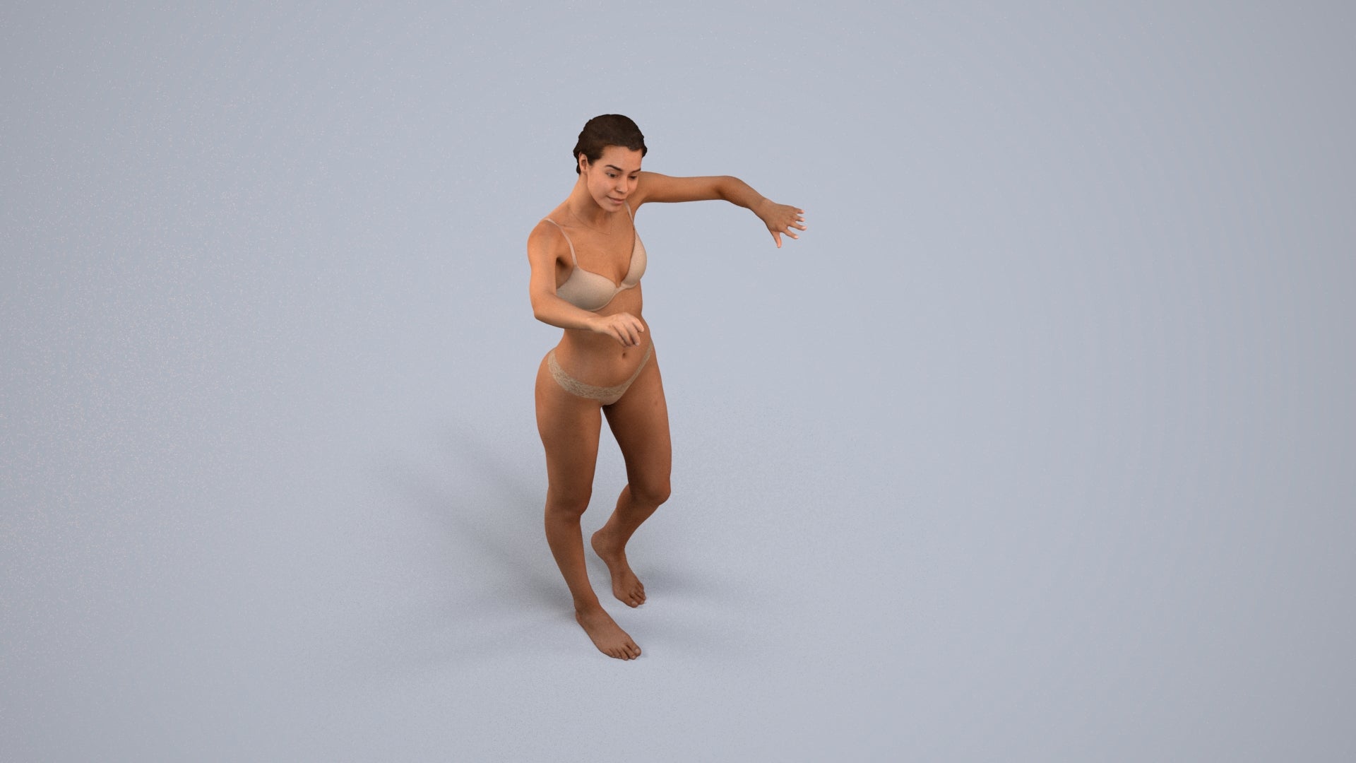 photogrammetry 3D woman bathroom, realistic human model archviz FBX, back view render