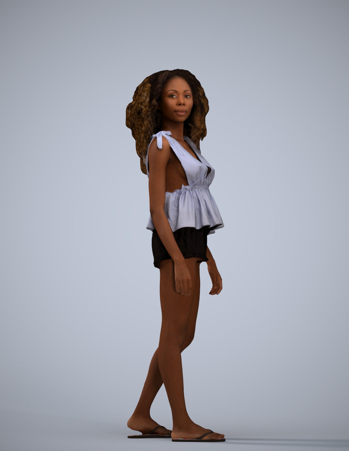 scanned 3D woman casual standing, photogrammetry people for Enscape and V-Ray