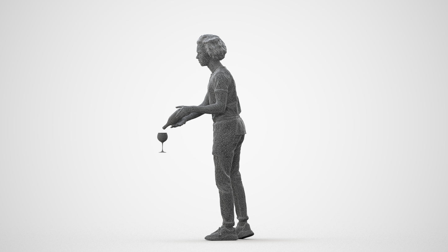 realistic 3D human man hospitality, archviz people FBX OBJ for Blender, square thumbnail