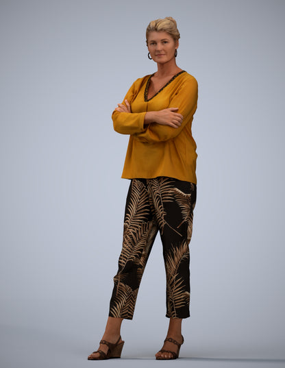 realistic 3D woman casual standing, scanned archviz people for Blender and 3ds Max
