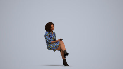 realistic 3D woman casual sitting, scanned archviz people for Blender and 3ds Max, standing pose render