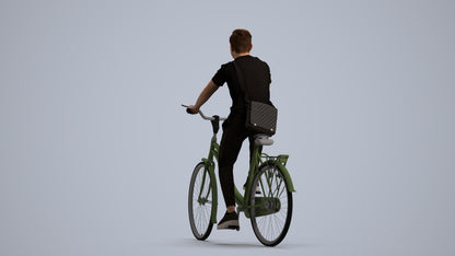 3D people model boy casual cycling, scanned human for 3ds Max rendering, front view render