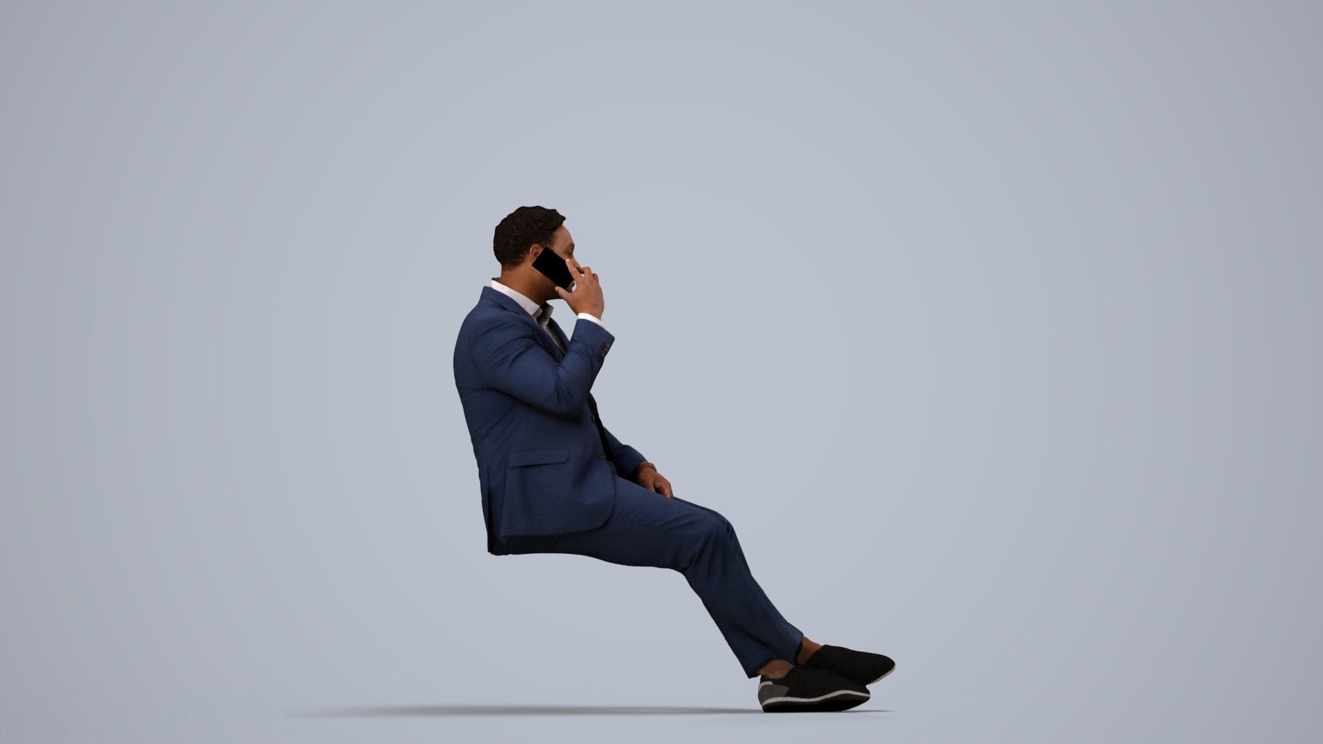 3D people model man business, scanned human for 3ds Max rendering, side view render