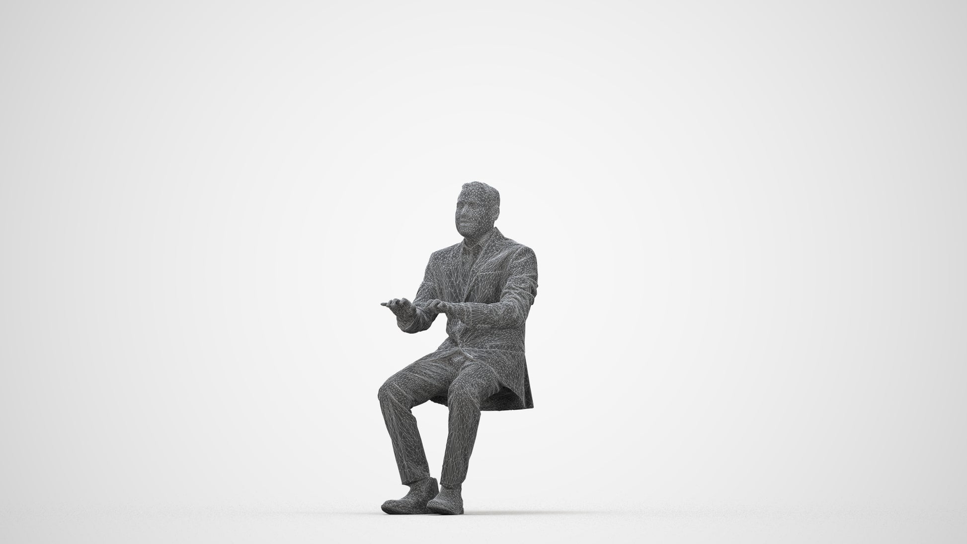 realistic 3D people man business, render-ready for V-Ray and Corona, FBX OBJ, wireframe back view