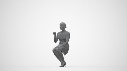 realistic 3D human woman business sitting, archviz people FBX OBJ for Blender, wireframe back view