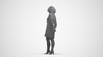3D people model woman casual standing, scanned human for 3ds Max rendering, three-quarter front view render