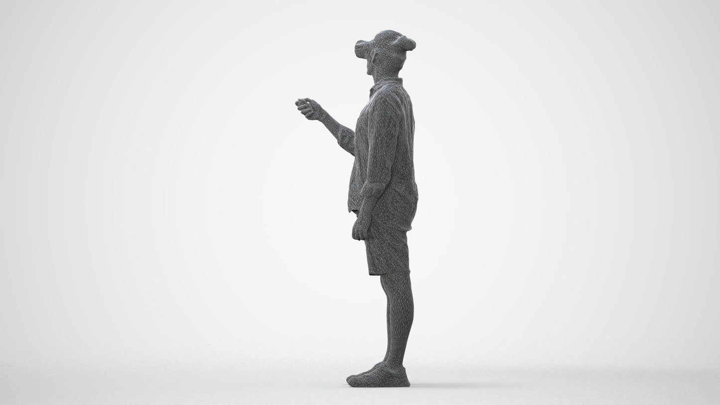 realistic 3D human man casual standing, archviz people FBX OBJ for Blender, square thumbnail