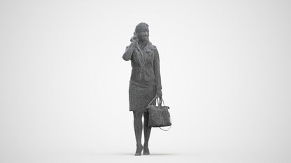 3D scanned woman standing business, photorealistic archviz people for Enscape and SketchUp, three-quarter front view render