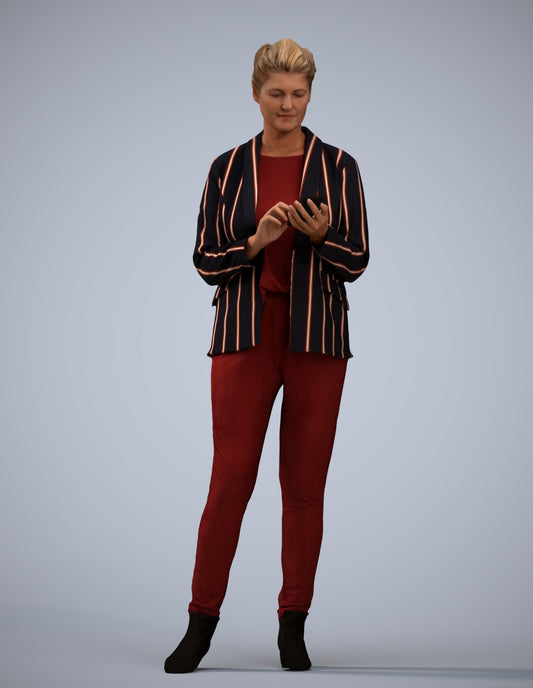 realistic 3D human woman business standing, archviz people FBX OBJ for Blender