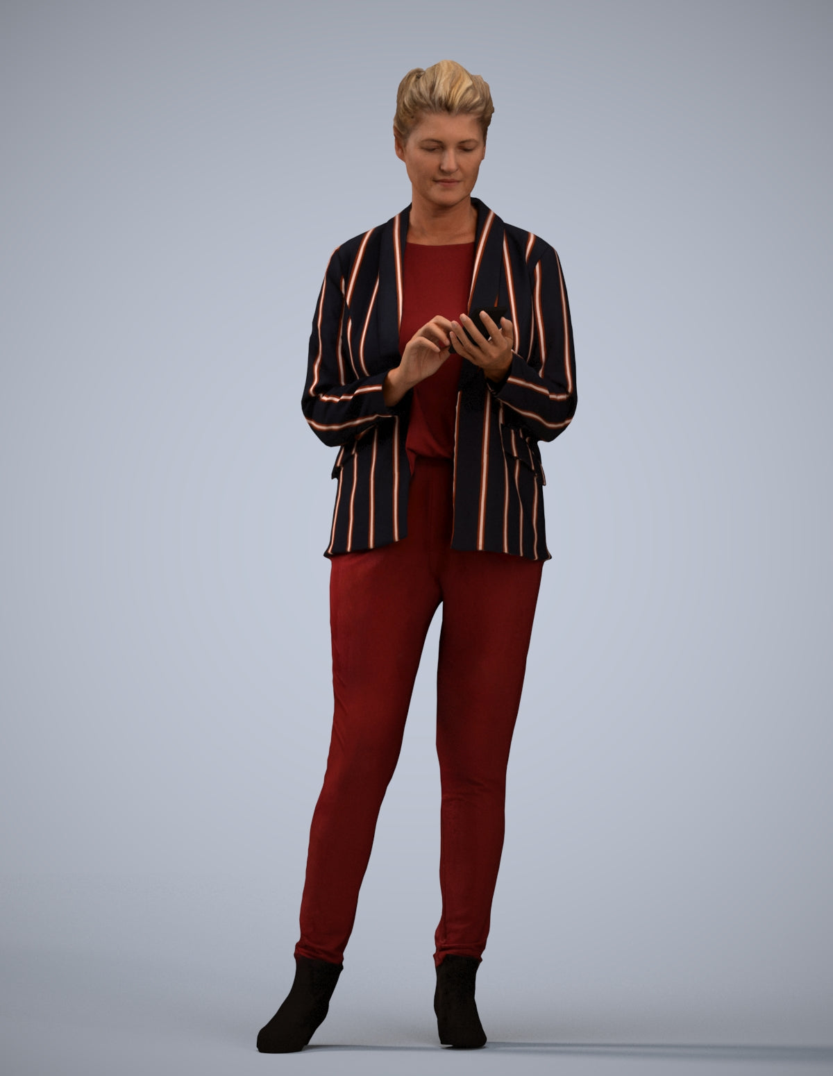 realistic 3D human woman business standing, archviz people FBX OBJ for Blender