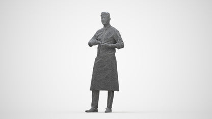 photogrammetry 3D man standing, realistic human model archviz FBX, wireframe back view