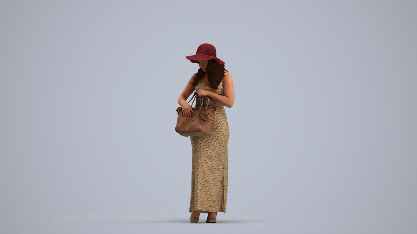 photogrammetry 3D woman casual standing, realistic human model archviz FBX, standing pose render