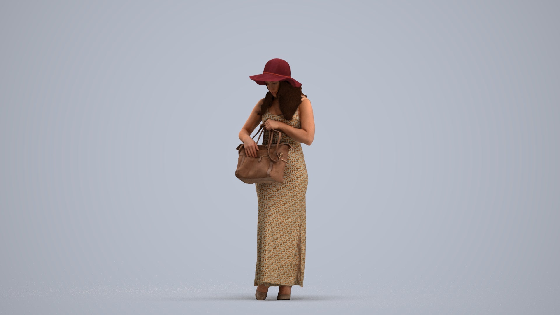 photogrammetry 3D woman casual standing, realistic human model archviz FBX, standing pose render