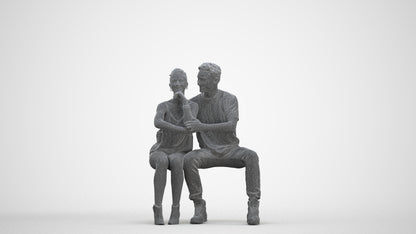 3D human model woman casual couple, photogrammetry scanned person for archviz, three-quarter front view render