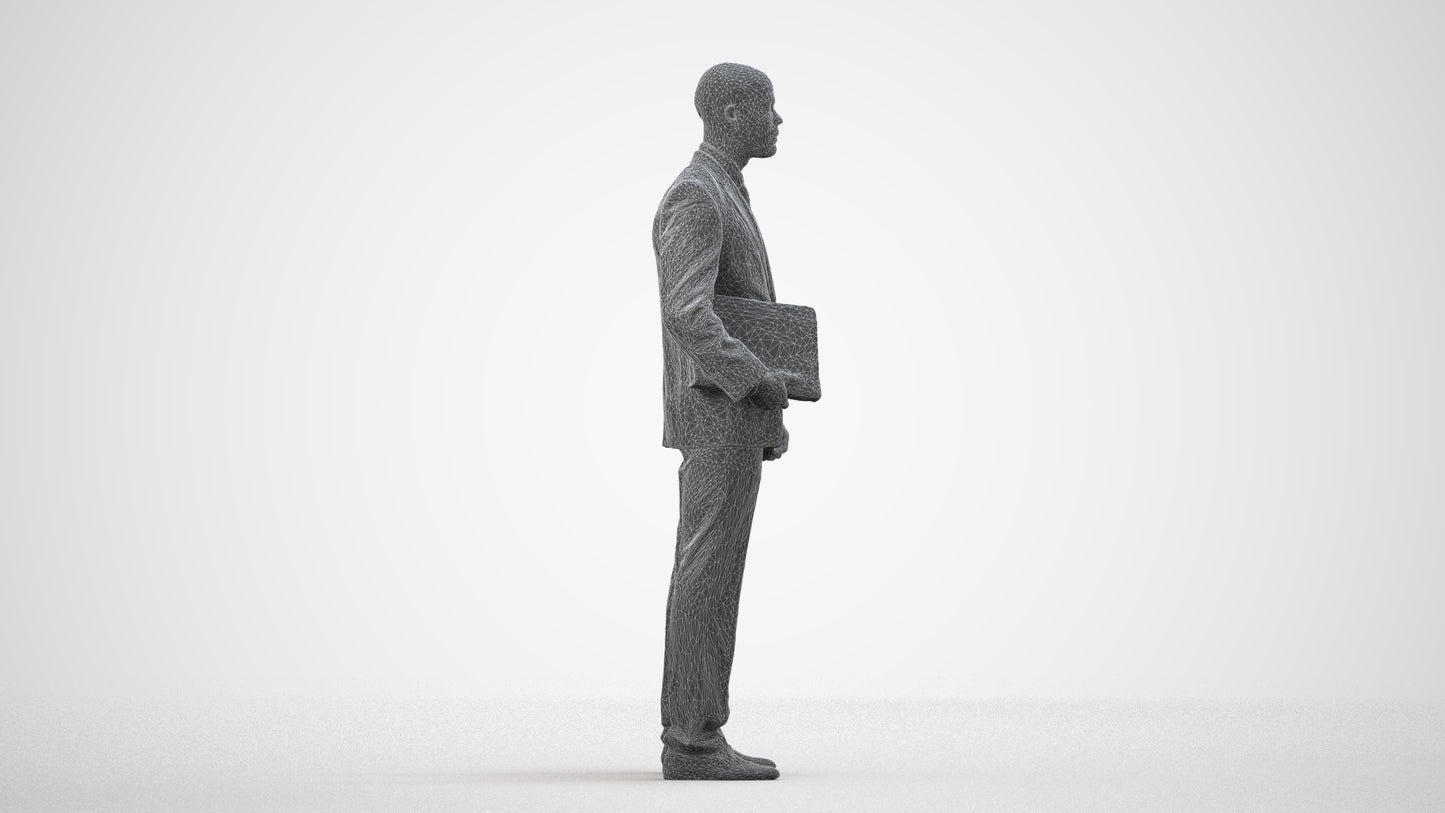 scanned 3D man business, photogrammetry people for Enscape and V-Ray, wireframe side view