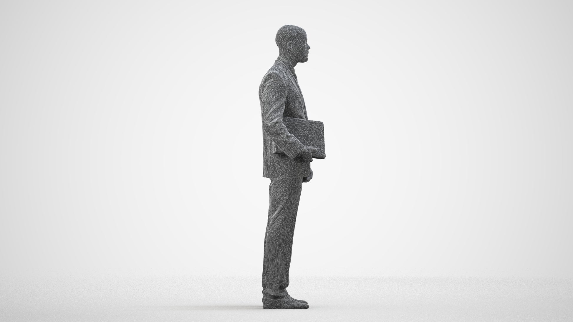 scanned 3D man business, photogrammetry people for Enscape and V-Ray, wireframe side view