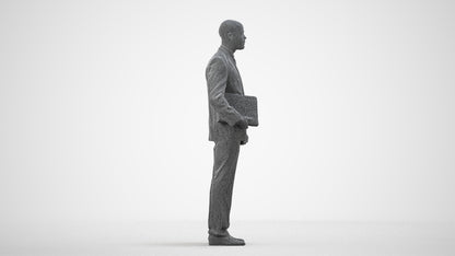 scanned 3D man business, photogrammetry people for Enscape and V-Ray, wireframe side view