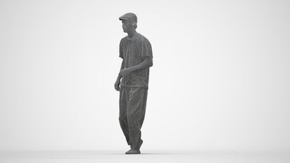 realistic 3D people man casual walking, render-ready for V-Ray and Corona, FBX OBJ, wireframe back view
