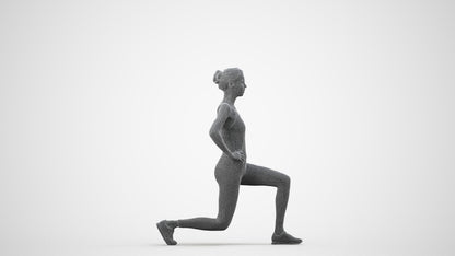 realistic 3D people woman sport, render-ready for V-Ray and Corona, FBX OBJ, wireframe side view
