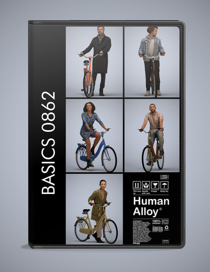 realistic 3D humans cycling pack, 5 archviz people FBX OBJ for Blender