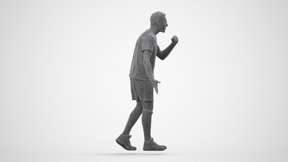 3D human model man sport, photogrammetry scanned person for archviz, wireframe side view
