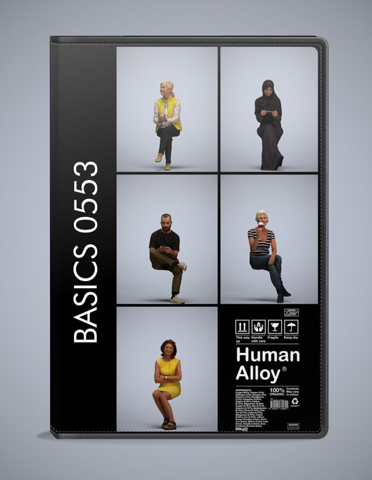 3D people models sitting bundle, 5 scanned humans for 3ds Max rendering