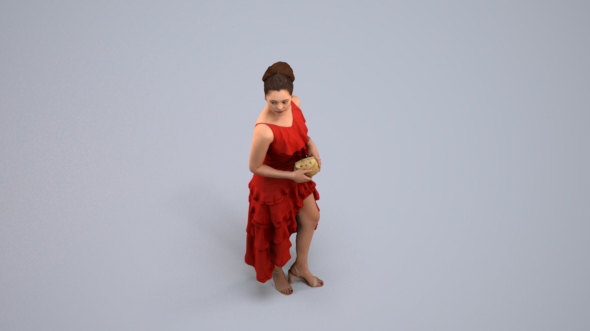 scanned 3D woman formal formalaffairs, photogrammetry people for Enscape and V-Ray, back view render