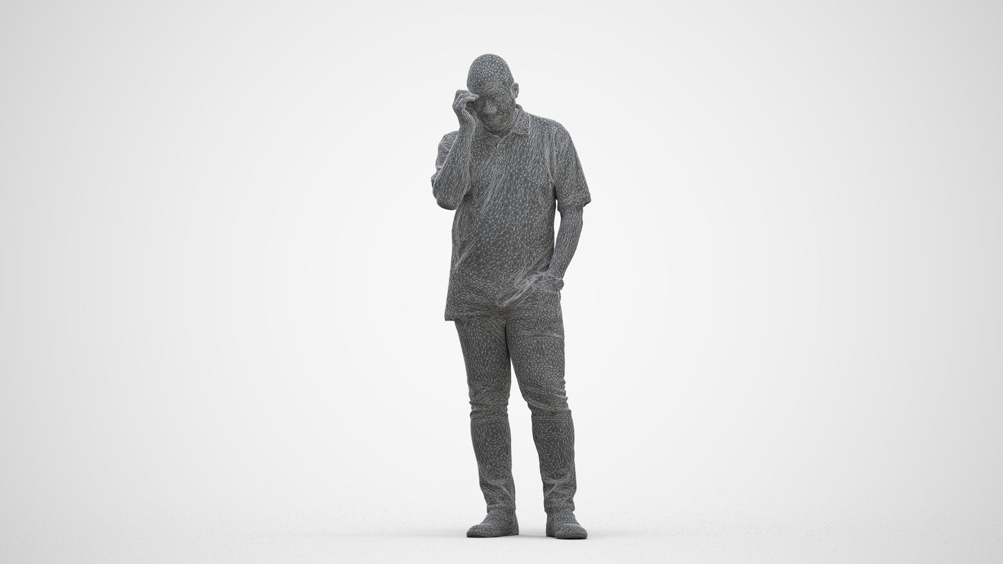scanned 3D man casual standing, photogrammetry people for Enscape and V-Ray, three-quarter front view render