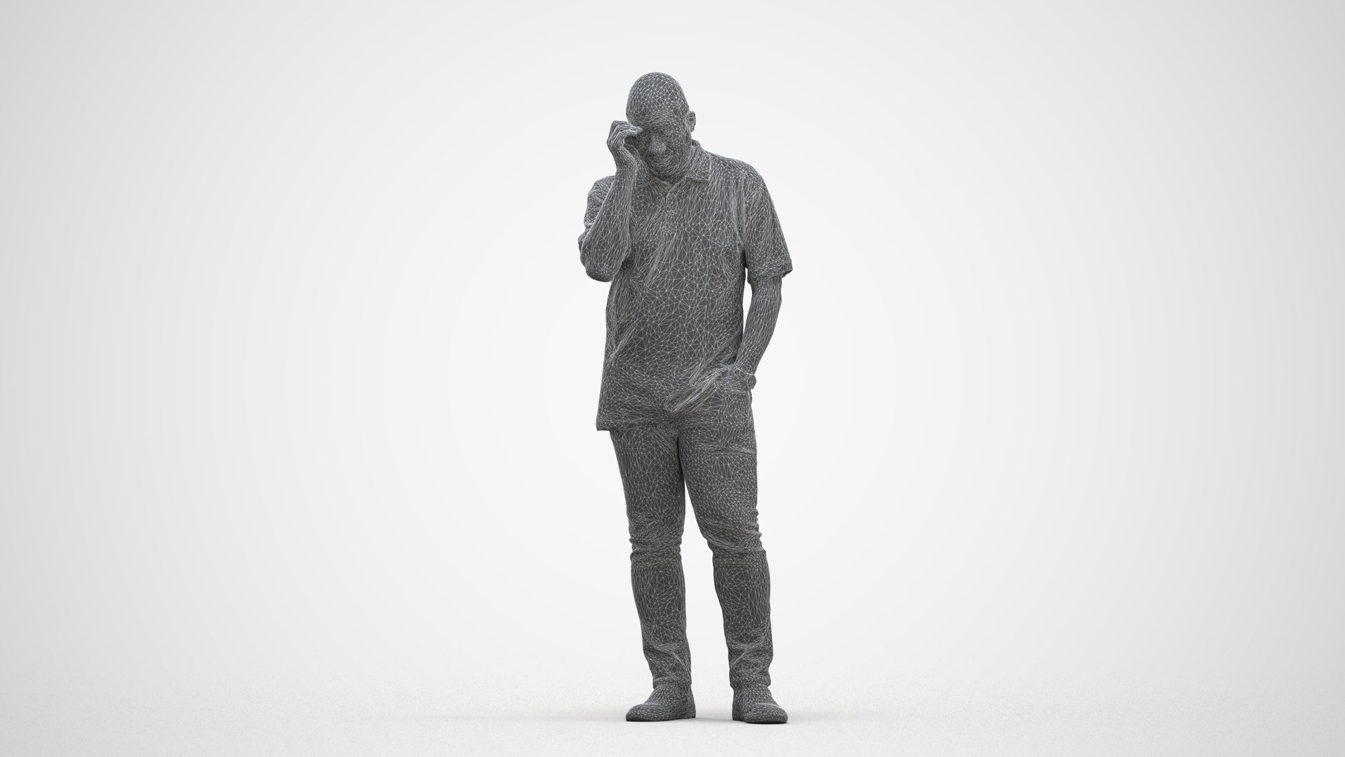 scanned 3D man casual standing, photogrammetry people for Enscape and V-Ray, three-quarter front view render